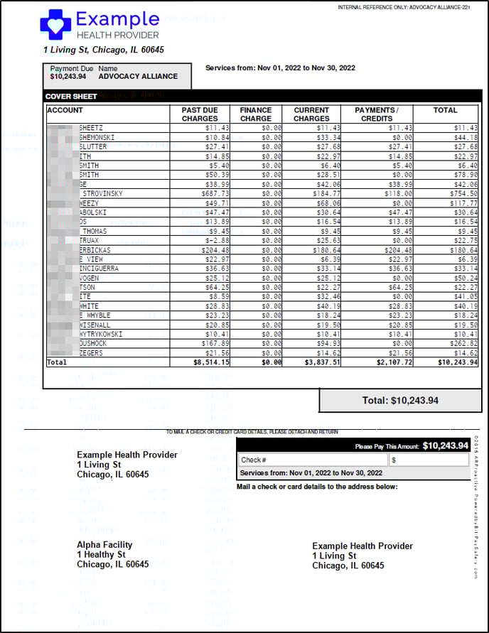 Agency Billing cover sheet