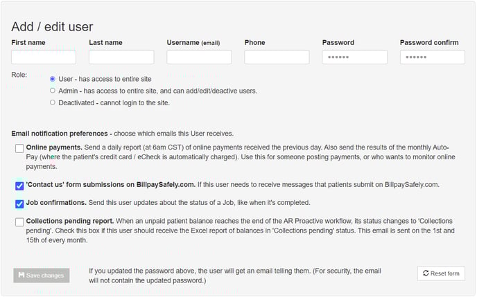 Add user form