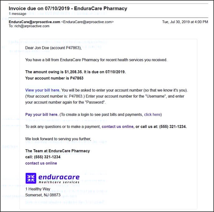 sample invoice by email