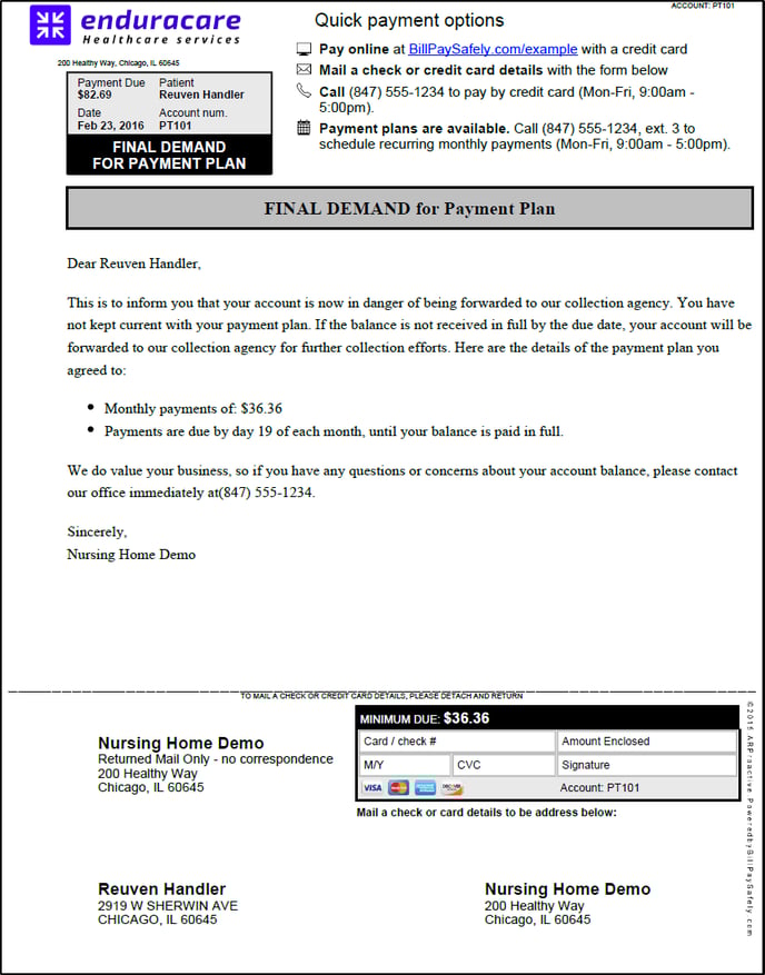Payment plan final demand
