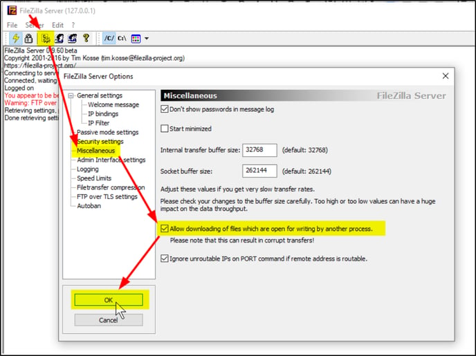 FileZilla setup