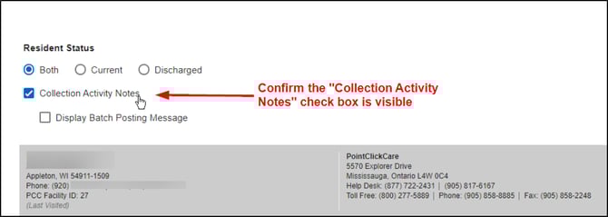 pcc collection notes check box
