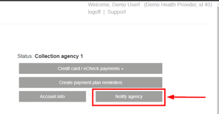 Notify Collection Agency button